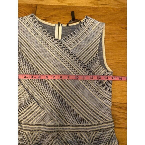 BCBG MAXAZRIA women's White Blue Jasmine Chevron Striped Knit Jacquard Dress Med - Picture 8 of 9